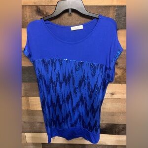 Chris & Carol blue sequins blouse 2X